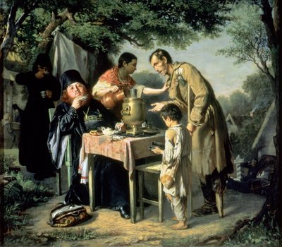 Bebiendo té en Mytishchi, cerca de Moscú, 1862 de Vasili Grigorevich Perov